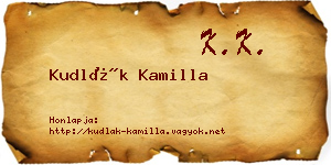 Kudlák Kamilla névjegykártya